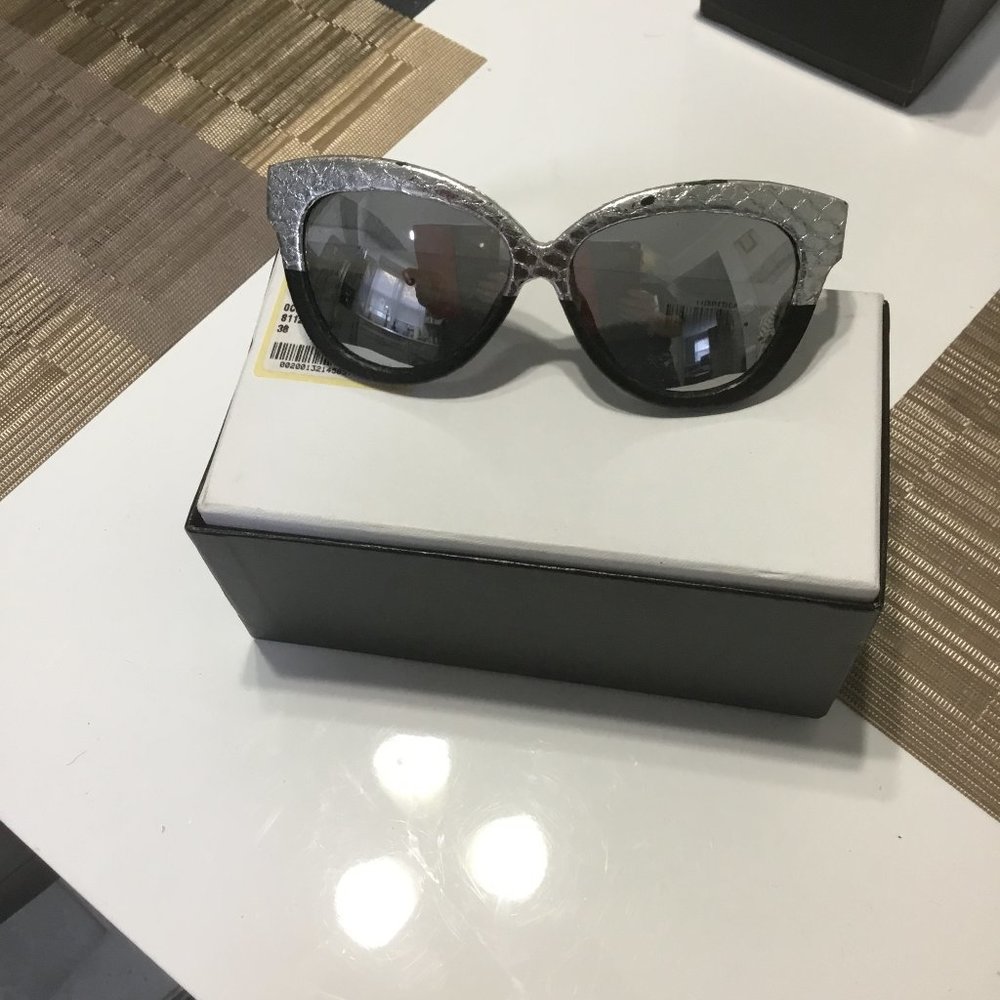 Linda Farrow silver snakeskin sunglasses New $1100.00
